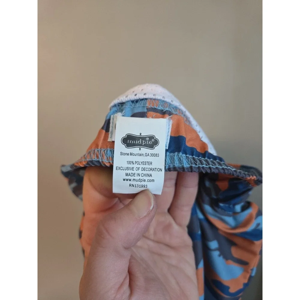 Mud Pie Little Boys Camo Swim Trunks 2T-3T Toddler Orange Blue Pockets